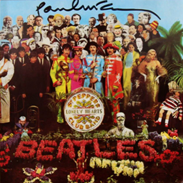 myRockworld memorabilia: the Beatles - Album - Sgt. Pepper’s Lonely Hearts Club Band, 1967, 1987 CD Inlay signed by Paul McCartney