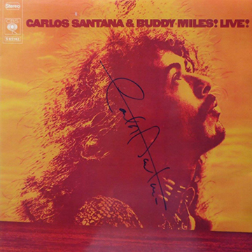 myRockworld memorabilia: Carlos Santana/Buddy Miles - Album Live!, 1972, ultra rare, signed by Carlos Santana in full name on the front side, and personally by Buddy Miles ( R.I.P.) on the backside special thanks to Don Pete